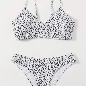 Dalmatian Surplice Neck Bikini Swimsuit